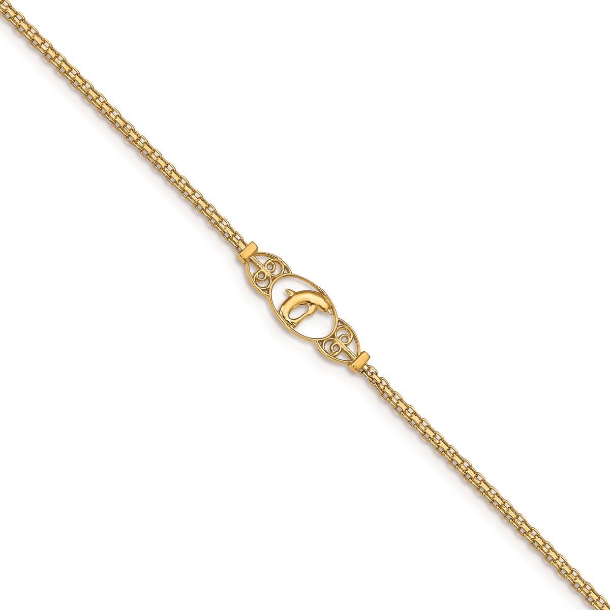 Gold Classics(tm) 14kt. Gold Polished Dolphin 9in. Anklet