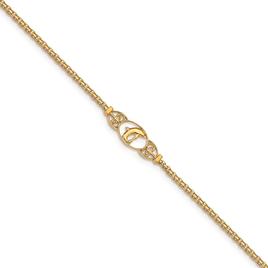 Gold Classics(tm) 14kt. Gold Polished Dolphin 9in. Anklet