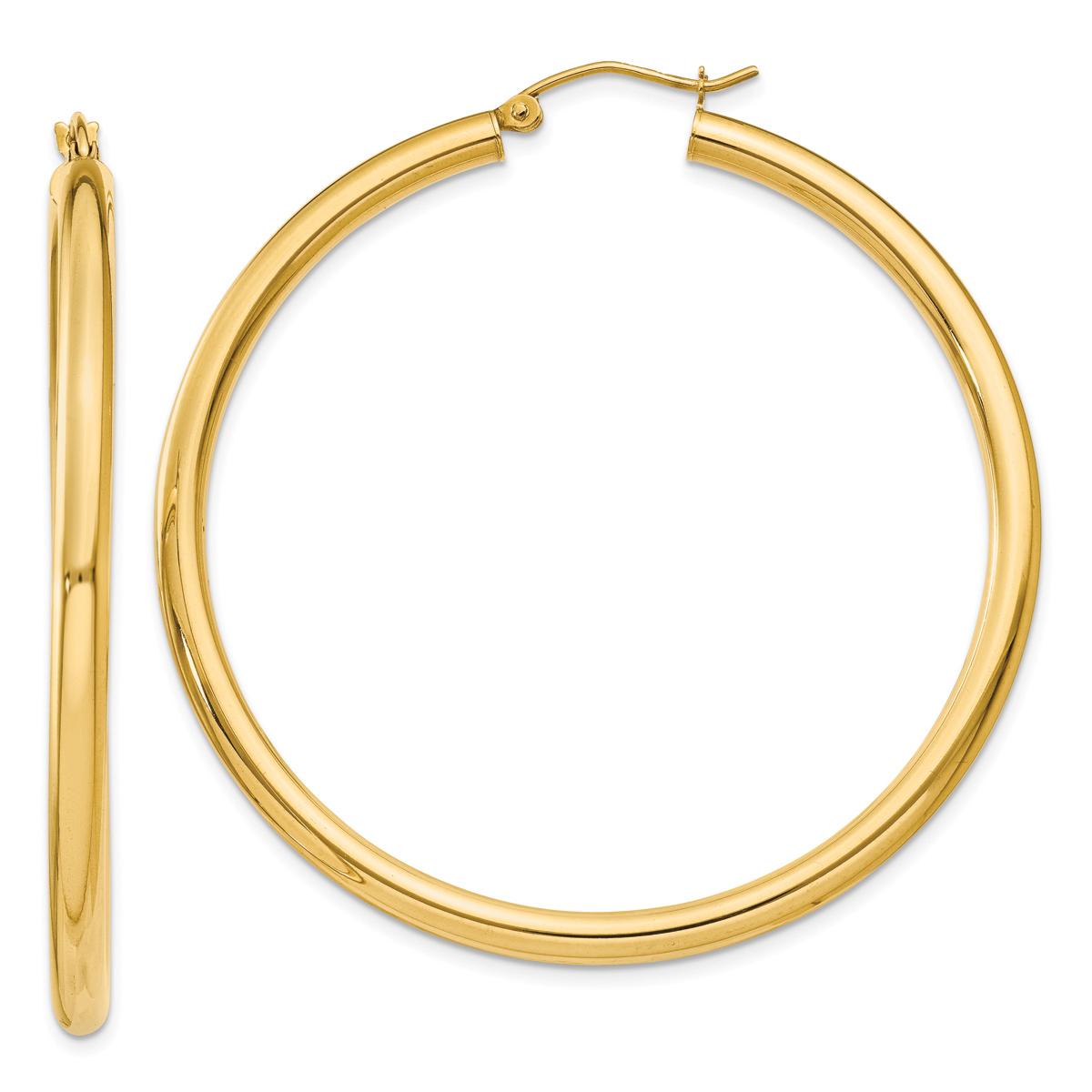 Gold Classics(tm) 14kt. Gold 50mm Tube Hoop Earrings
