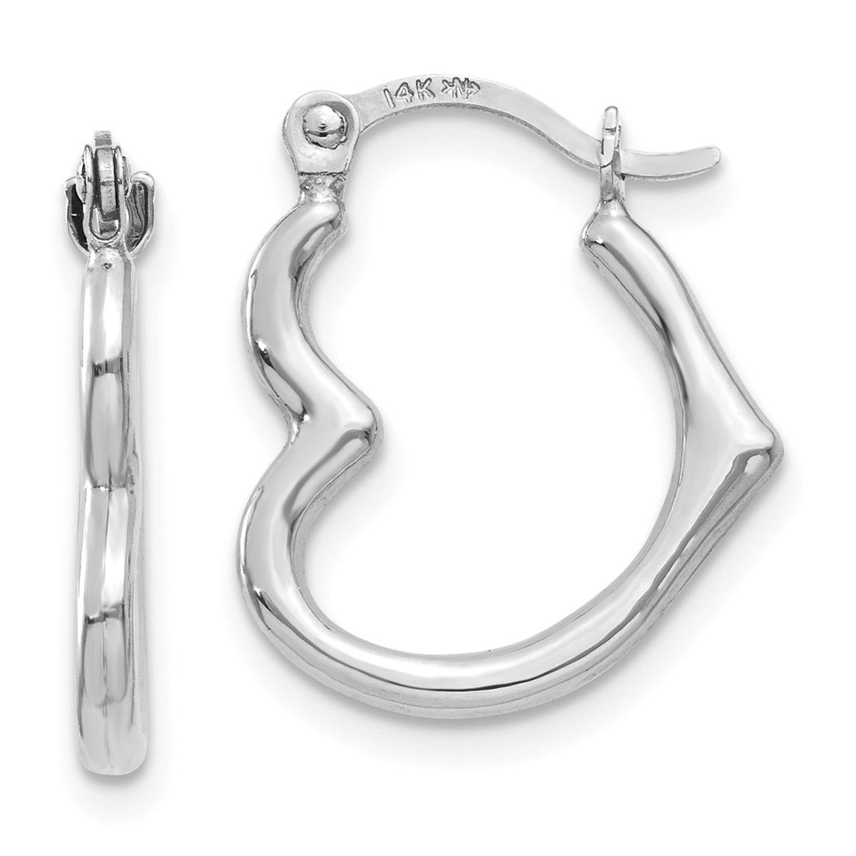 Gold Classics(tm) 14kt. White Gold Heart Shaped Hoop Earrings
