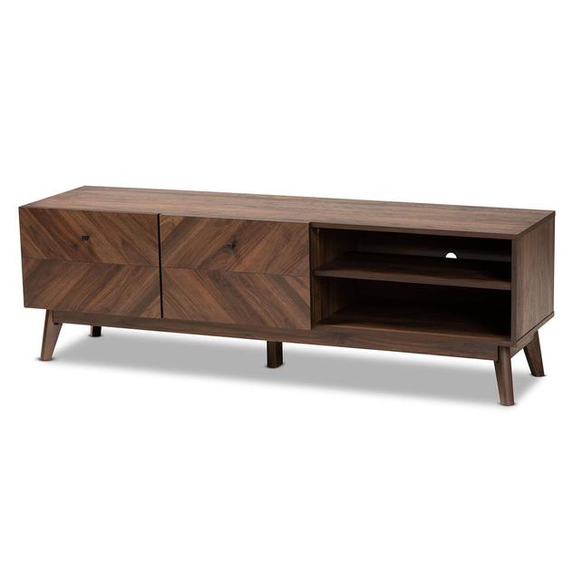 Baxton Studio Hartman Mid-Century Walnut Brown Wood TV Stand