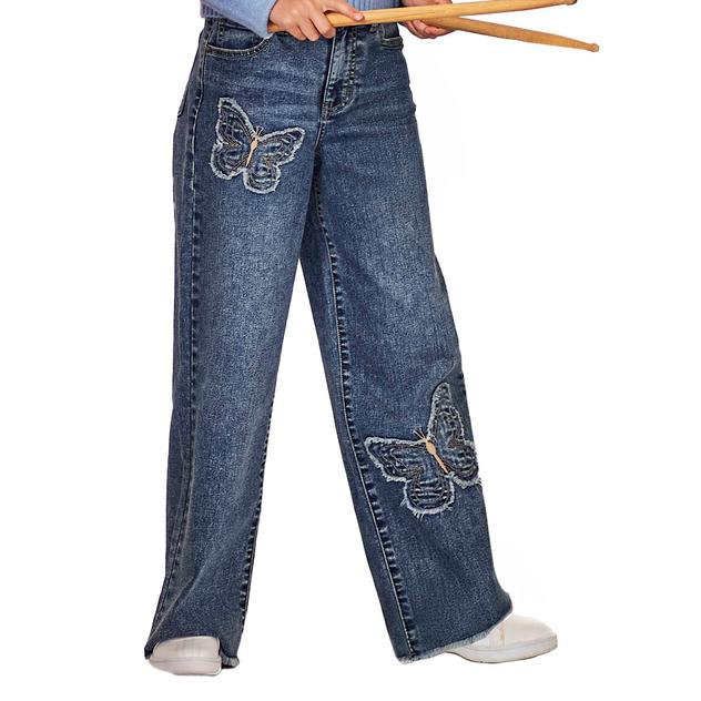 Girls (7-14) YMI® Butterfly Patch Wide Leg Jeans