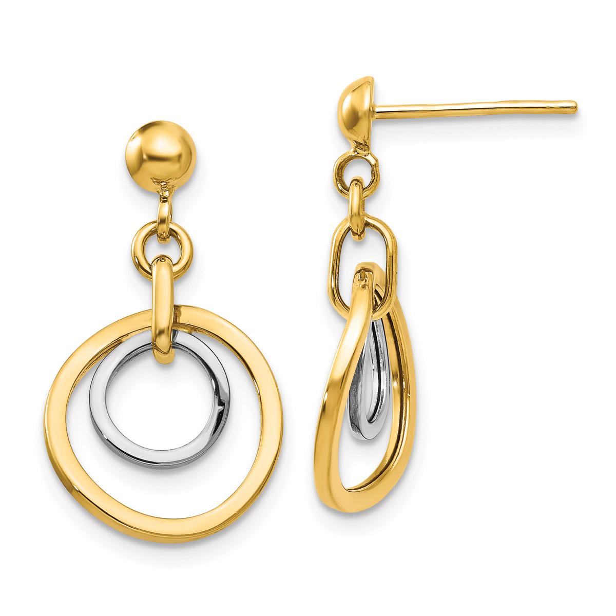 Gold Classics(tm) 14kt. Two-Tone Circle Dangle Earrings