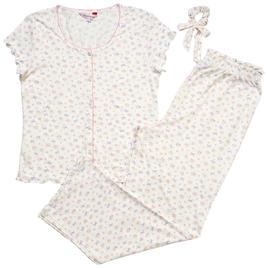 Juniors Rampage Floral & Bows Button Front Long Leg Pajama Set