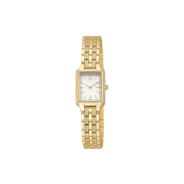 Womens Gold-Tone White Dial Link Bracelet Watch - 14893G-07-H27