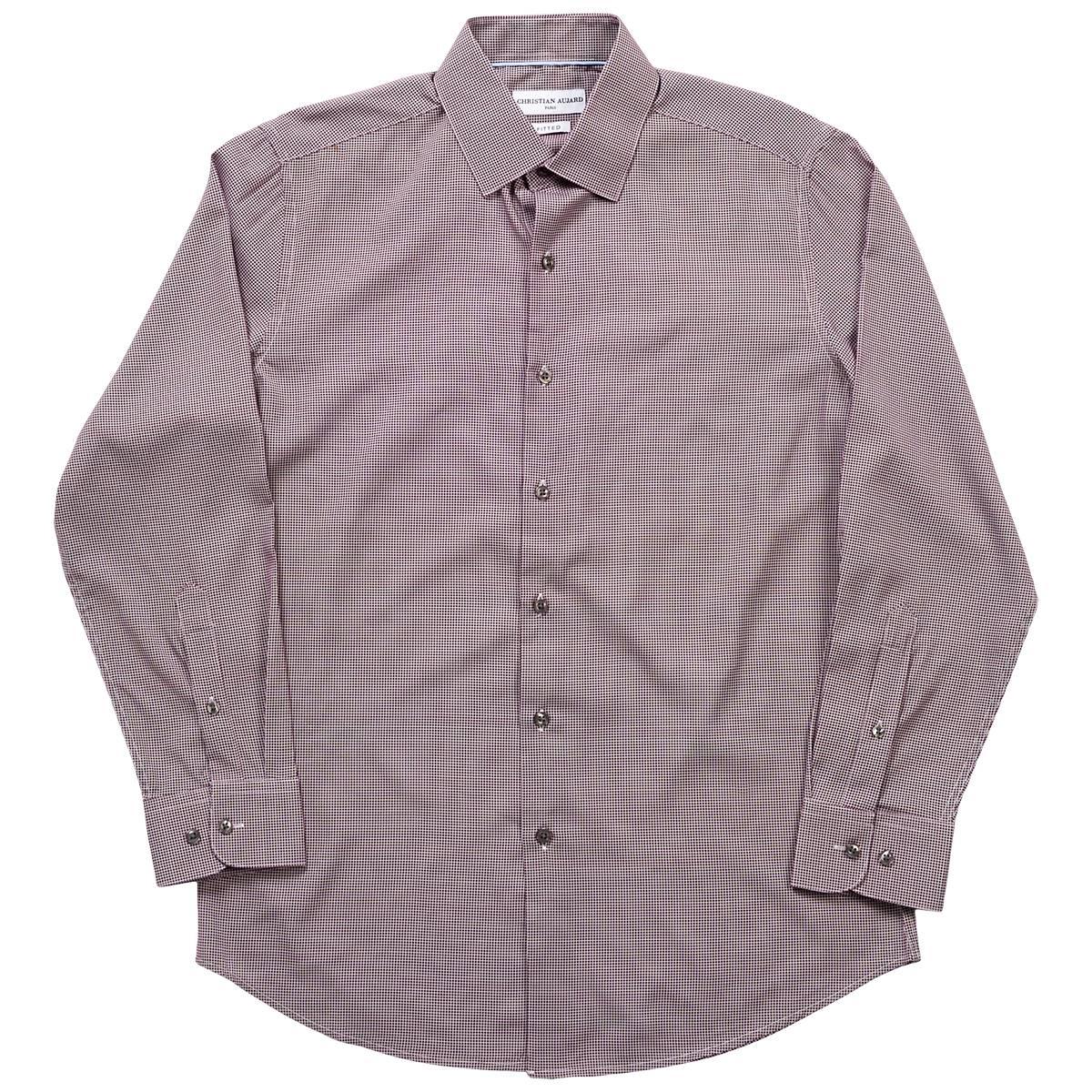 Mens Christian Aujard Fitted Gingham Dress Shirt - Maroon/White