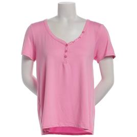 Womens Jessica Simpson Short Sleeve Solid Henley Pajama Tee