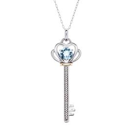 Gemstone Classics(tm) Aquamarine Key Pendant Necklace