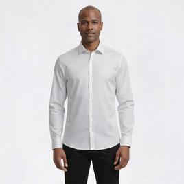 Mens Bill Blass Textured Stripe Modern Fit Dress Shirt - White