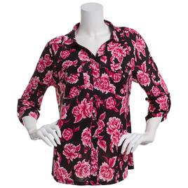 Womens Emily Daniels 3/4 Sleeve Floral Button Front Blouse
