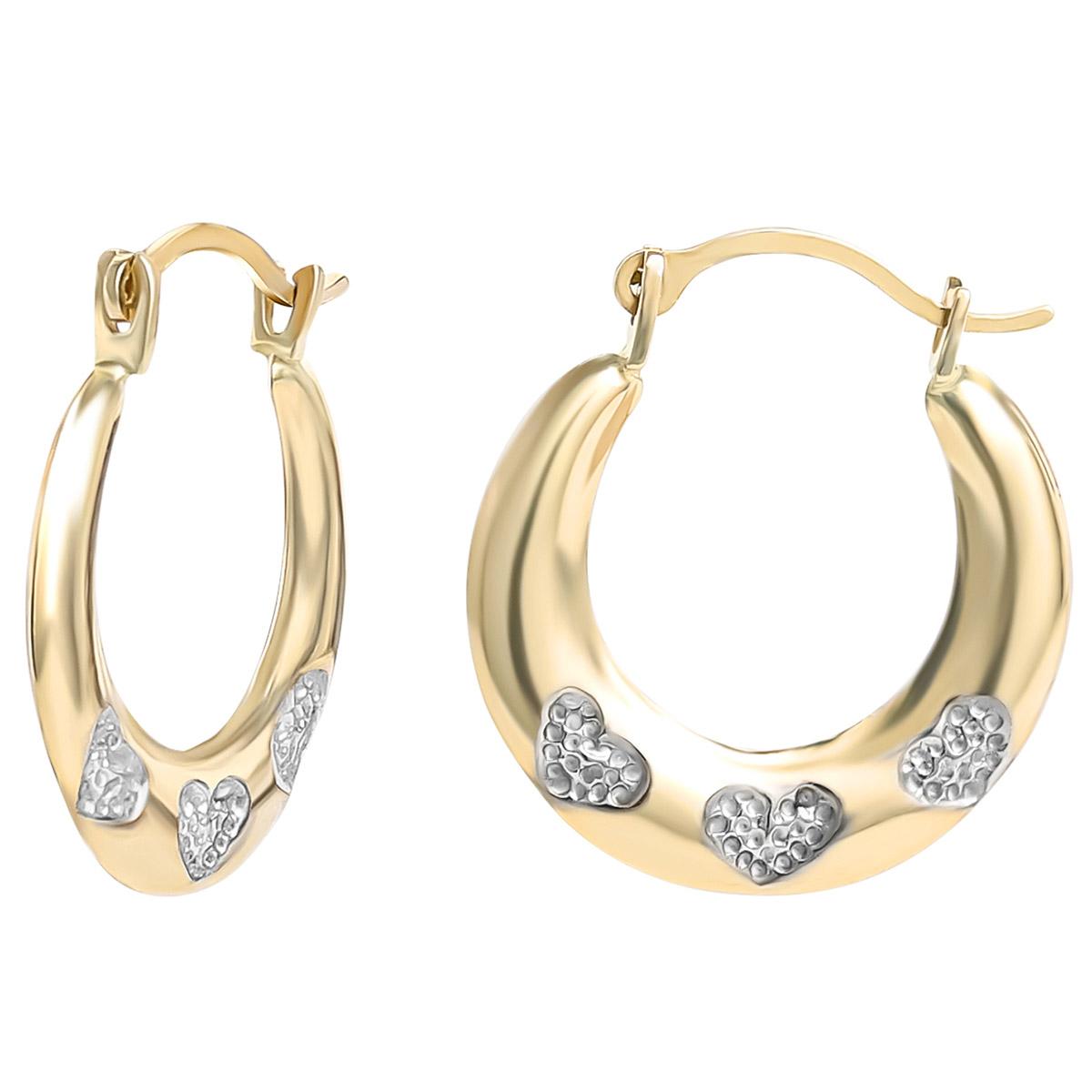 10kt. Yellow Gold Small Hoop Earrings w/ Hearts
