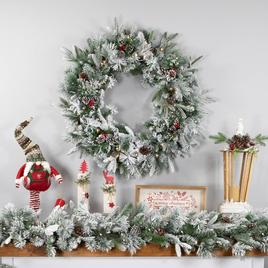 Northlight Seasonal 30in. Pre-Lit Pine Flocked Christmas Wreath