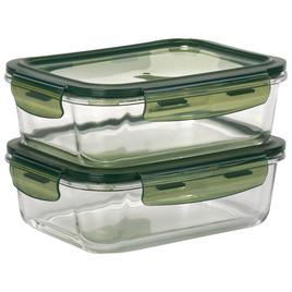 Famous Brand Set of 2 35.6oz. Rectangle Glass Containers - Sage