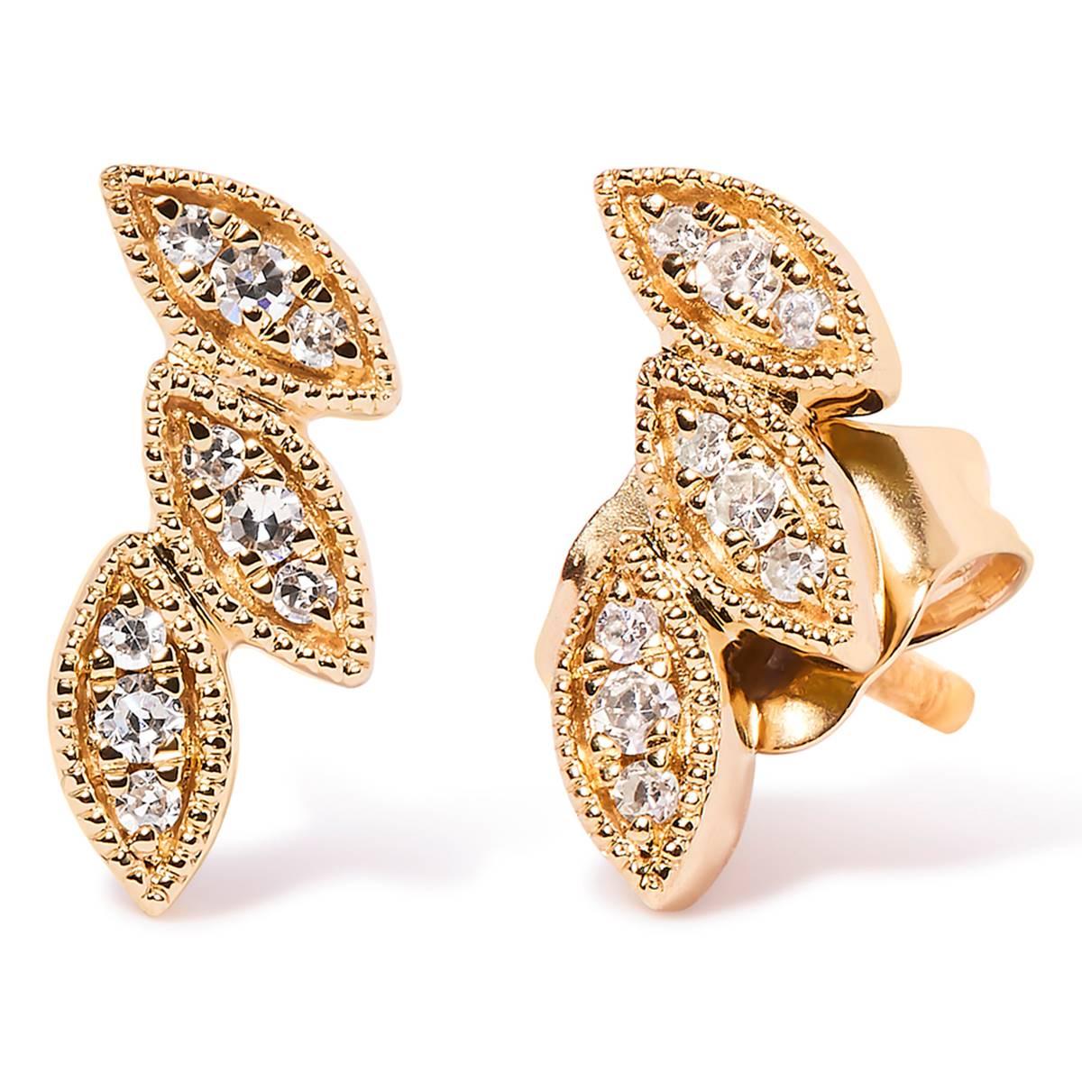 Haus of Brilliance 10kt. Gold 1/10ctw. Diamond Leaf Stud Earrings