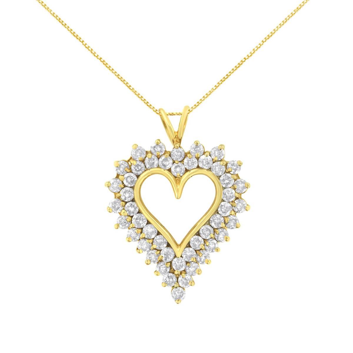 Haus of Brilliance 14kt. Gold 4ctw. Diamond Cluster Heart Pendant