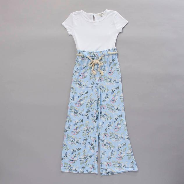 Girls (7-16) No Comment Floral Paperbag Waist Jumpsuit