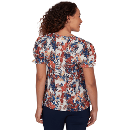 Petite Emaline Summer In The City Puff Sleeve Pleated Blouse