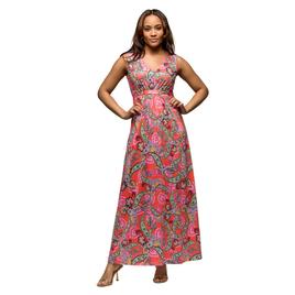 Womens 24/7 Comfort Apparel Pink Paisley Sleeveless Maxi Dress