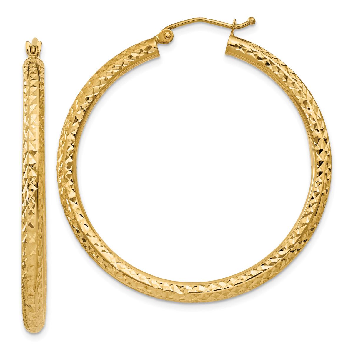 Gold Classics(tm) 14kt. Gold Diamond Cut 40mm Hoop Earrings