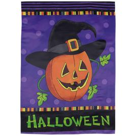 Northlight Seasonal Pumpkin in a Witch Hat Outdoor Garden Flag