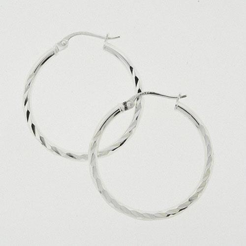Designs by FMC Sterling Silver Diamond Cut Medium Hoop Earrings