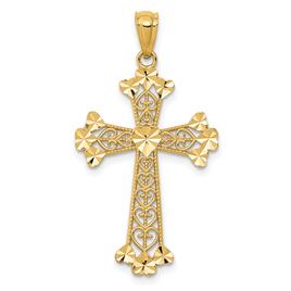 Gold Classics(tm) 14kt. 18in. Filigree Hearts Cross Pendant Necklace