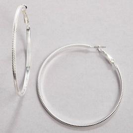 Design Collection Silver-Tone Diamond Cut Textured Earrings