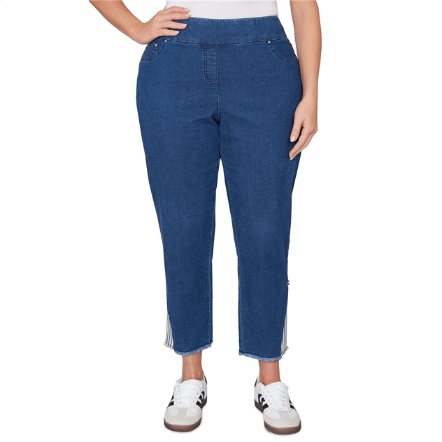 Plus Size Ruby Rd. Set Sail Nautical Stripe Inset Slim Fit Jeans