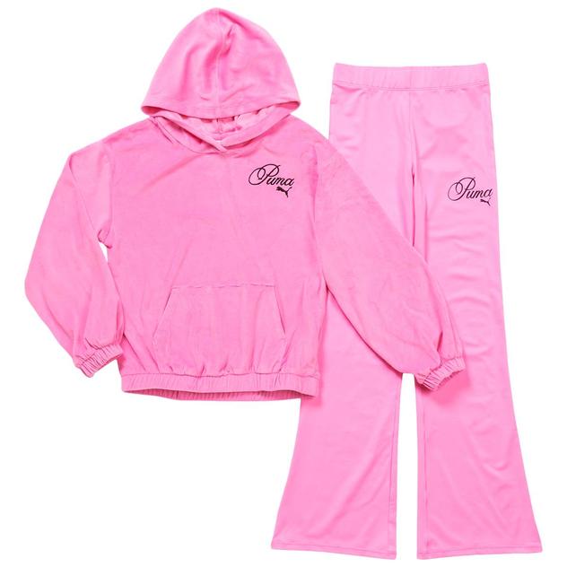 Girls (7-16) Puma® Velour Hooded Top with Flare Leggings