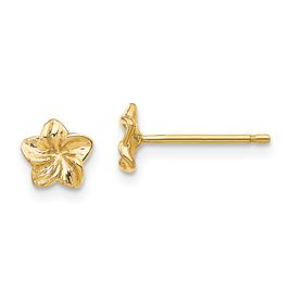 Gold Classics(tm) 14kt. Plumeria Flower Stud Earrings