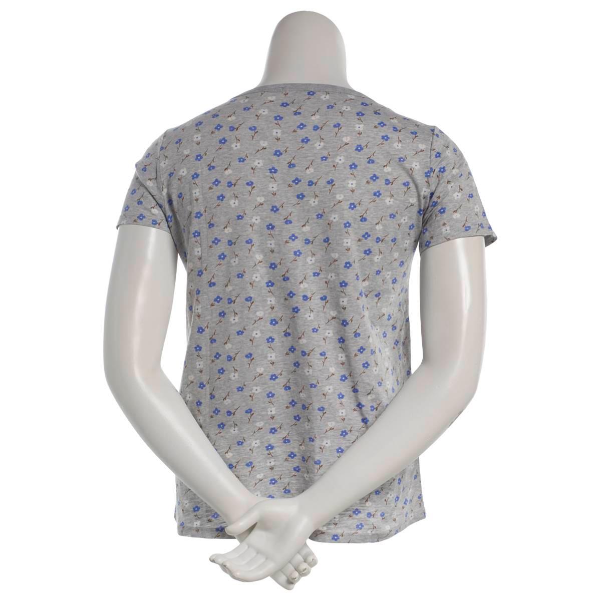 Petite Architect® Short Sleeve V Neck Ditsy Floral Tee