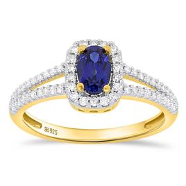 Gemstone Classics(tm) Created Sapphire & Lab Grown Diamond Ring