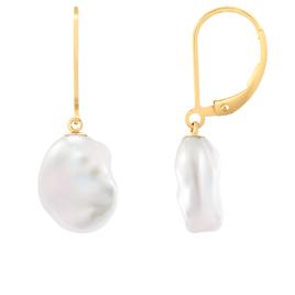 Splendid Pearls 14kt. Gold Keshi Pearl Lever Back Earrings