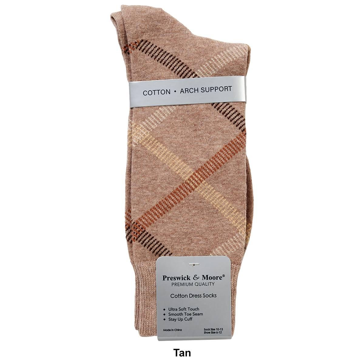Mens Preswick & Moore® Stitched Diamond Plaid Crew Dress Socks