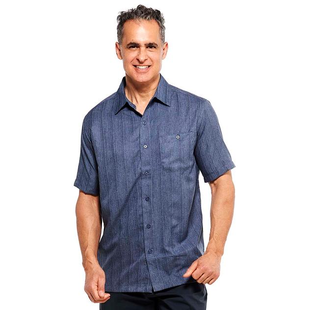 Mens Preswick & Moore® Microfiber Button Down Shirt - Navy Marled
