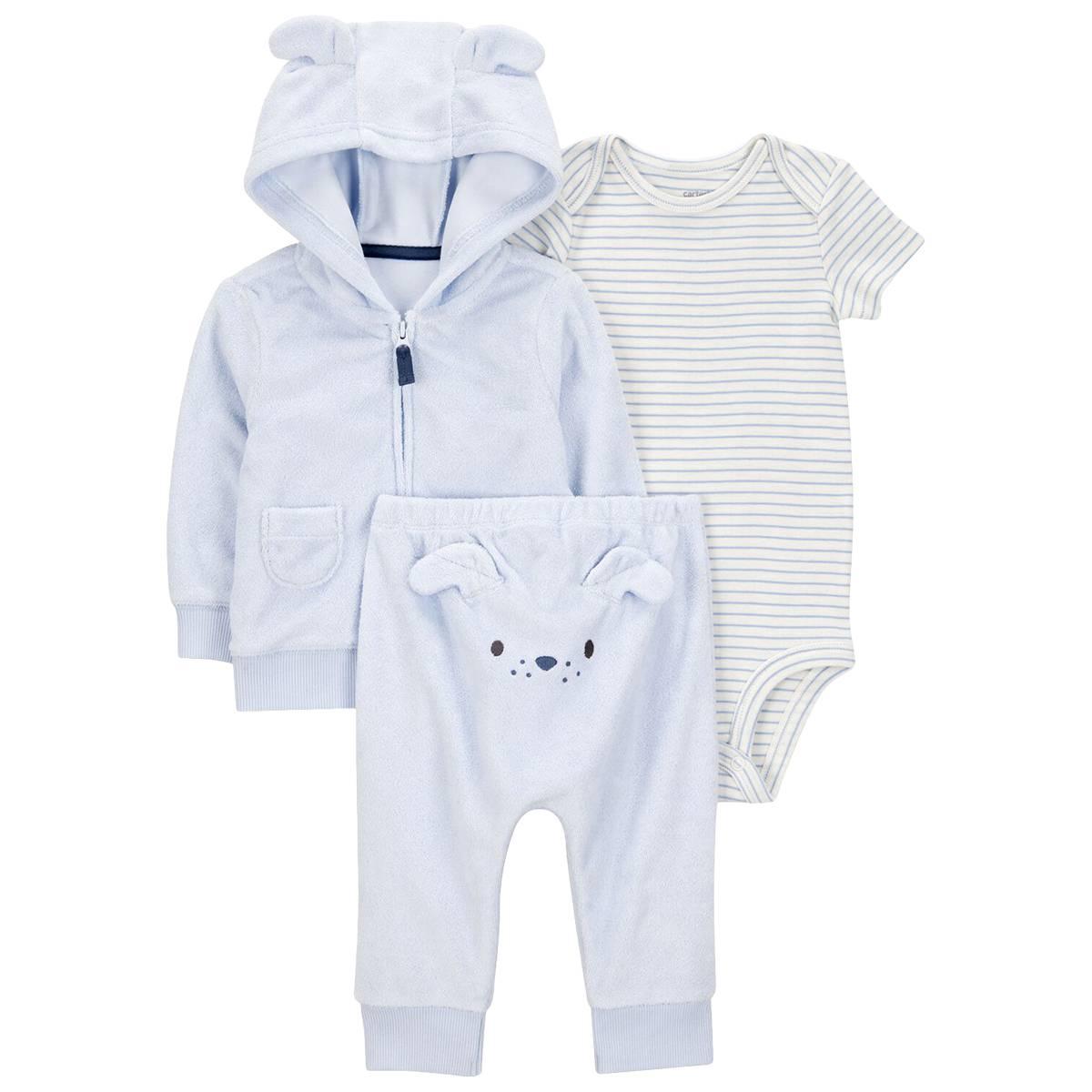 Baby Boy (3-12M) Carters(R) 3pc. Dog & Stripe Cardigan Set