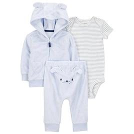 Baby Boy (3-12M) Carters(R) 3pc. Dog & Stripe Cardigan Set