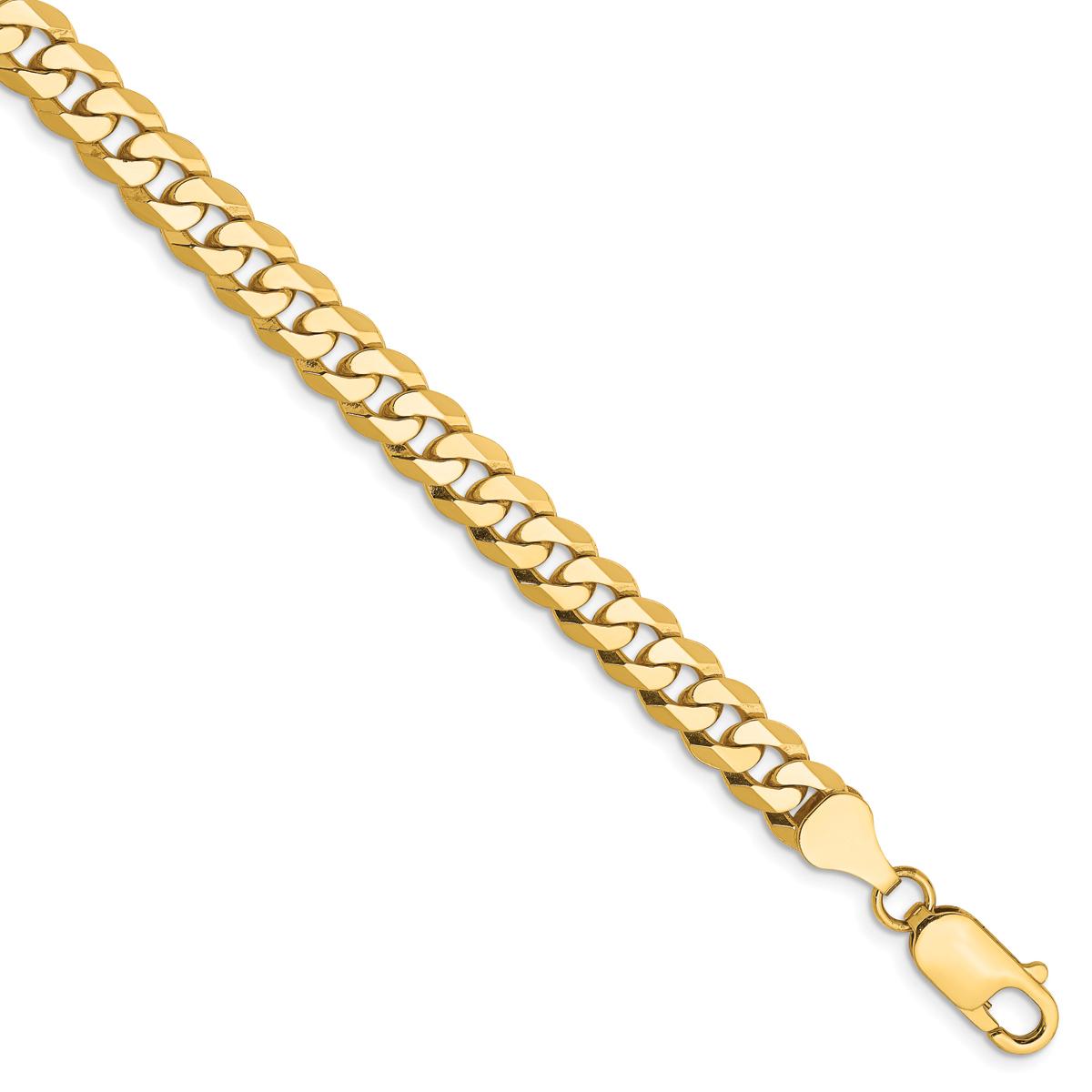Mens Gold Classics(tm) 6.25mm. 14k Gold Beveled Curb Chain Bracelet