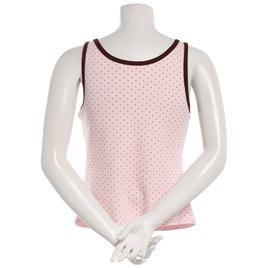 Juniors Pink Rose Polka Dot Henley Long Tank Top - Dots