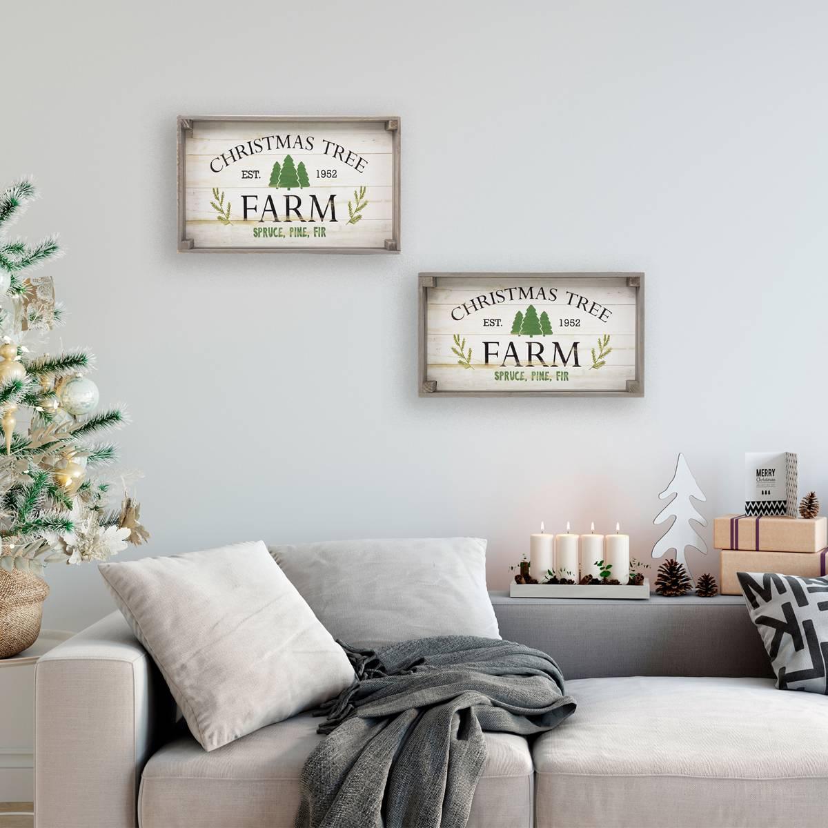 Northlight Farm Fresh Christmas Trees Wooden Tray Set of 2