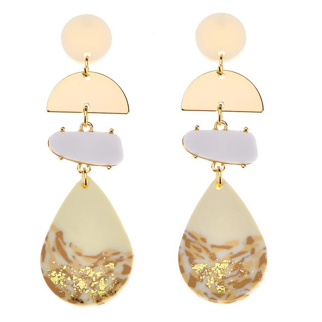 Ashley Cooper™ Gold-Tone & White Metal & Clay Tier Earrings