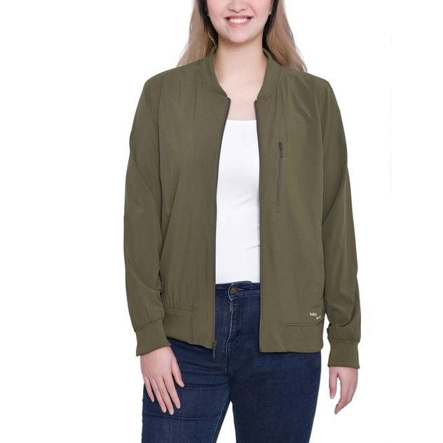 Petite NY Collection Solid Woven Stretch Bomber Jacket
