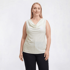 Petite Kasper Sleeveless Cowl Neck Dot Blouse