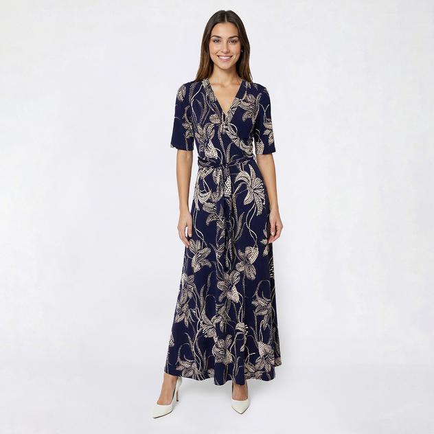 Womens Cocomo Short Sleeve Floral Surplice Neck Maxi Dress
