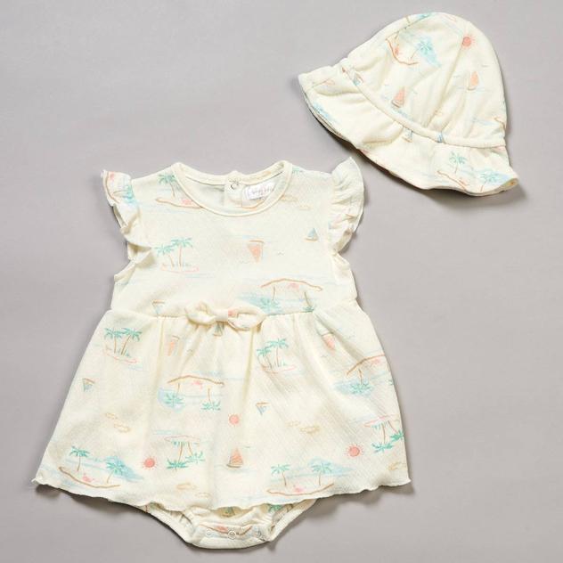 Baby Girl (NB-9M) Adley & Hudson® Island Bodysuit Sundress w/ Hat
