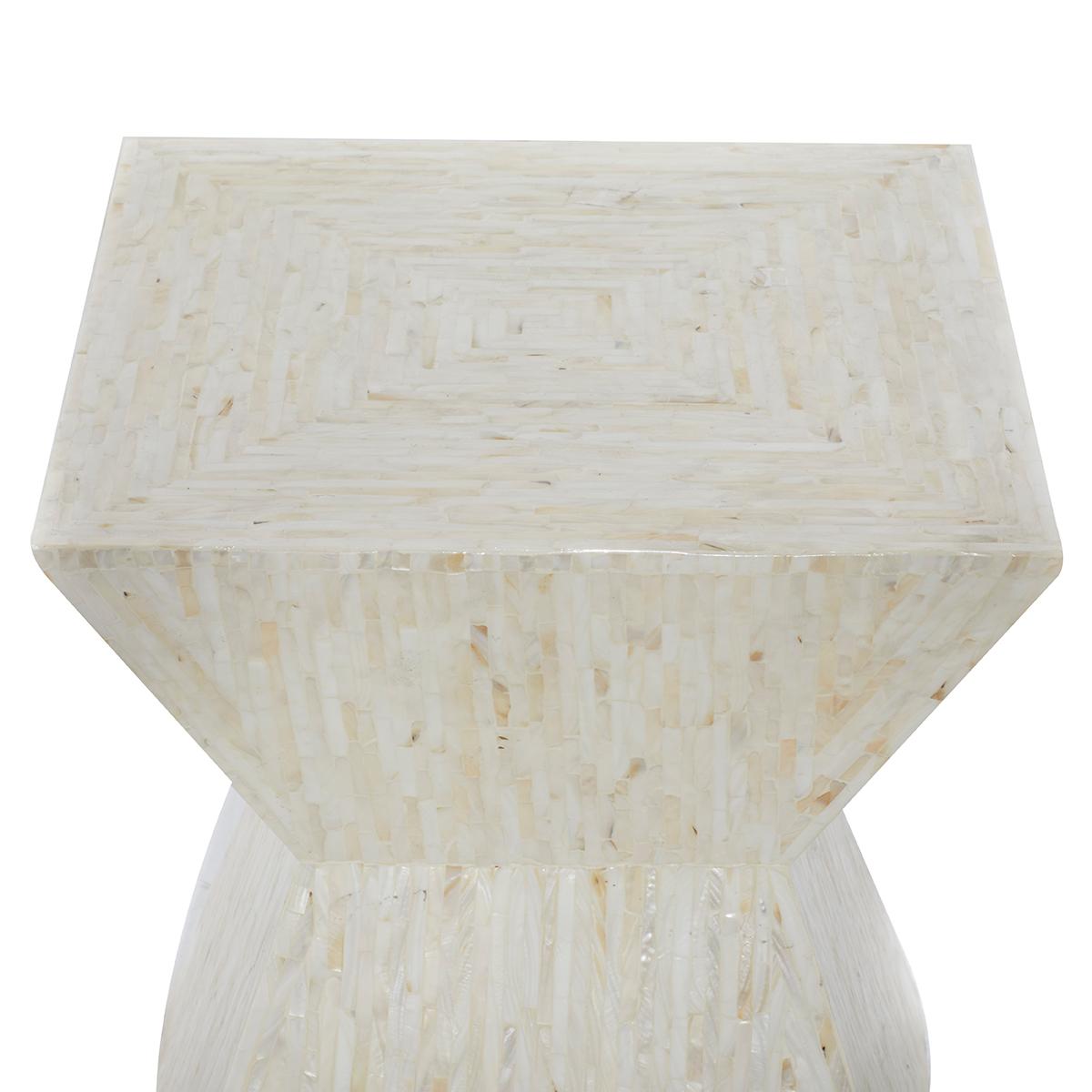 9th & Pike® Beige Mussel Shells And Wood Accent Table