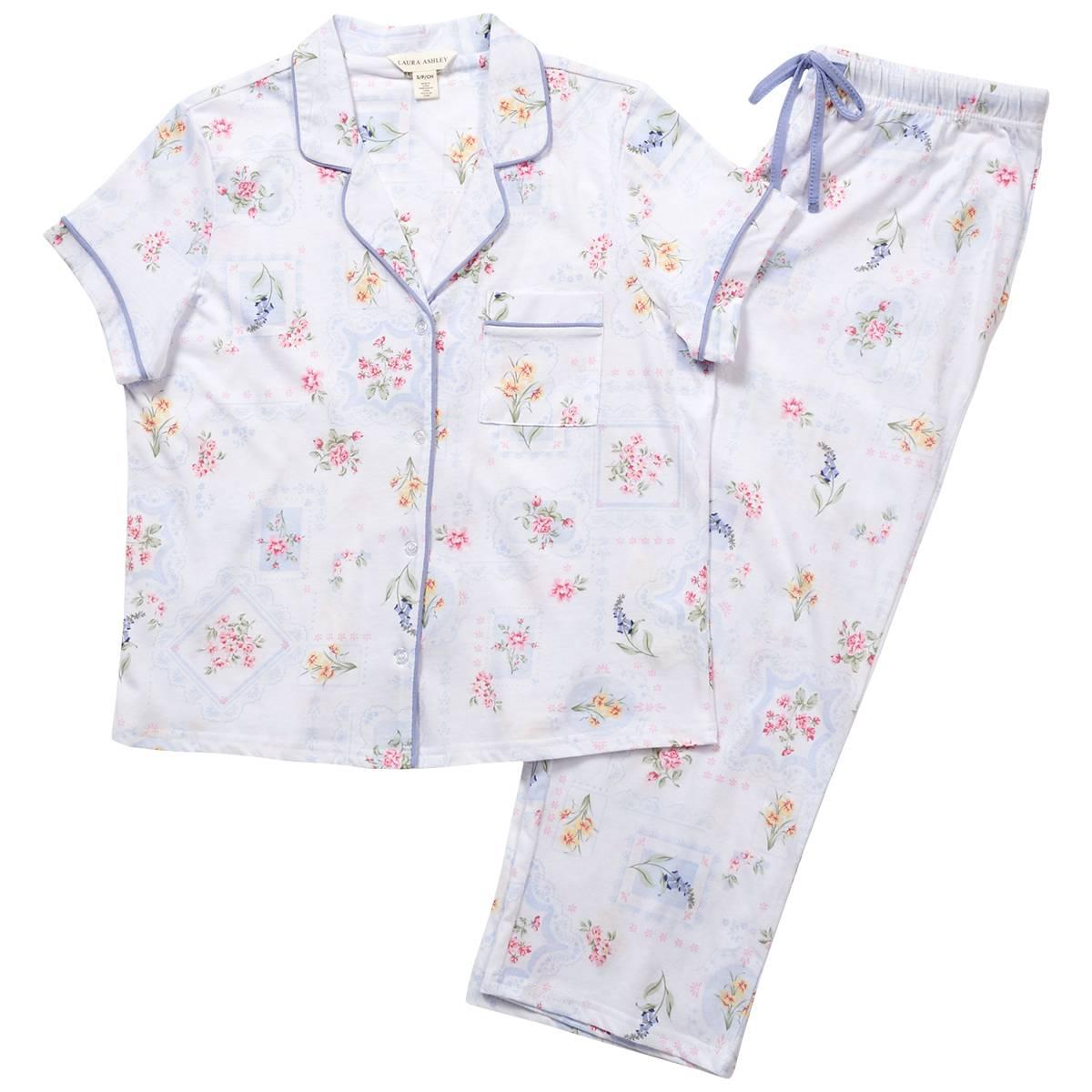 Womens Laura Ashley® Short Sleeve Floral Capri Pajama Set