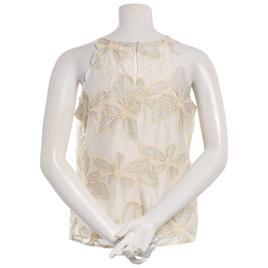 Juniors A. Byer Embroidered Floral Scallop Edge Top