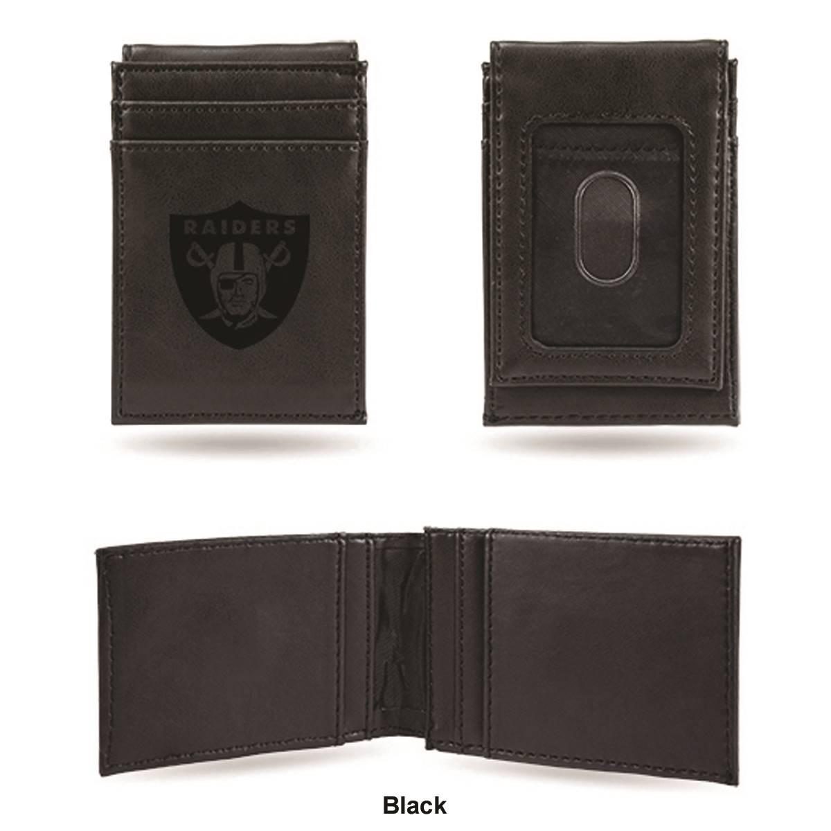 Mens NFL Oakland Raiders Faux Leather Front Pocket Wallet
