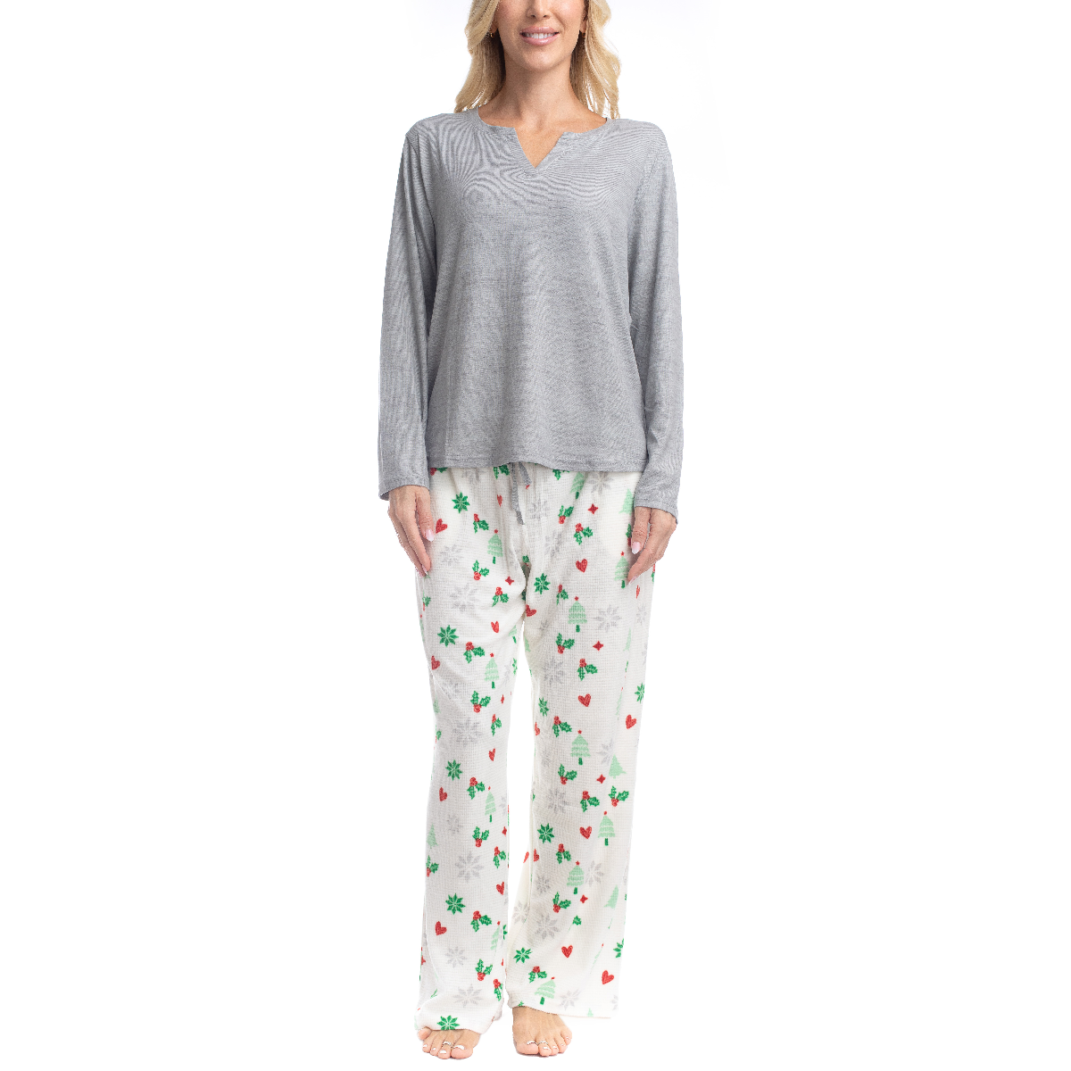 Womens Goodnight Kiss Holiday Pop Up Hearts Pajama Set